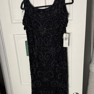 Chic Navy Embellished Midi Dress